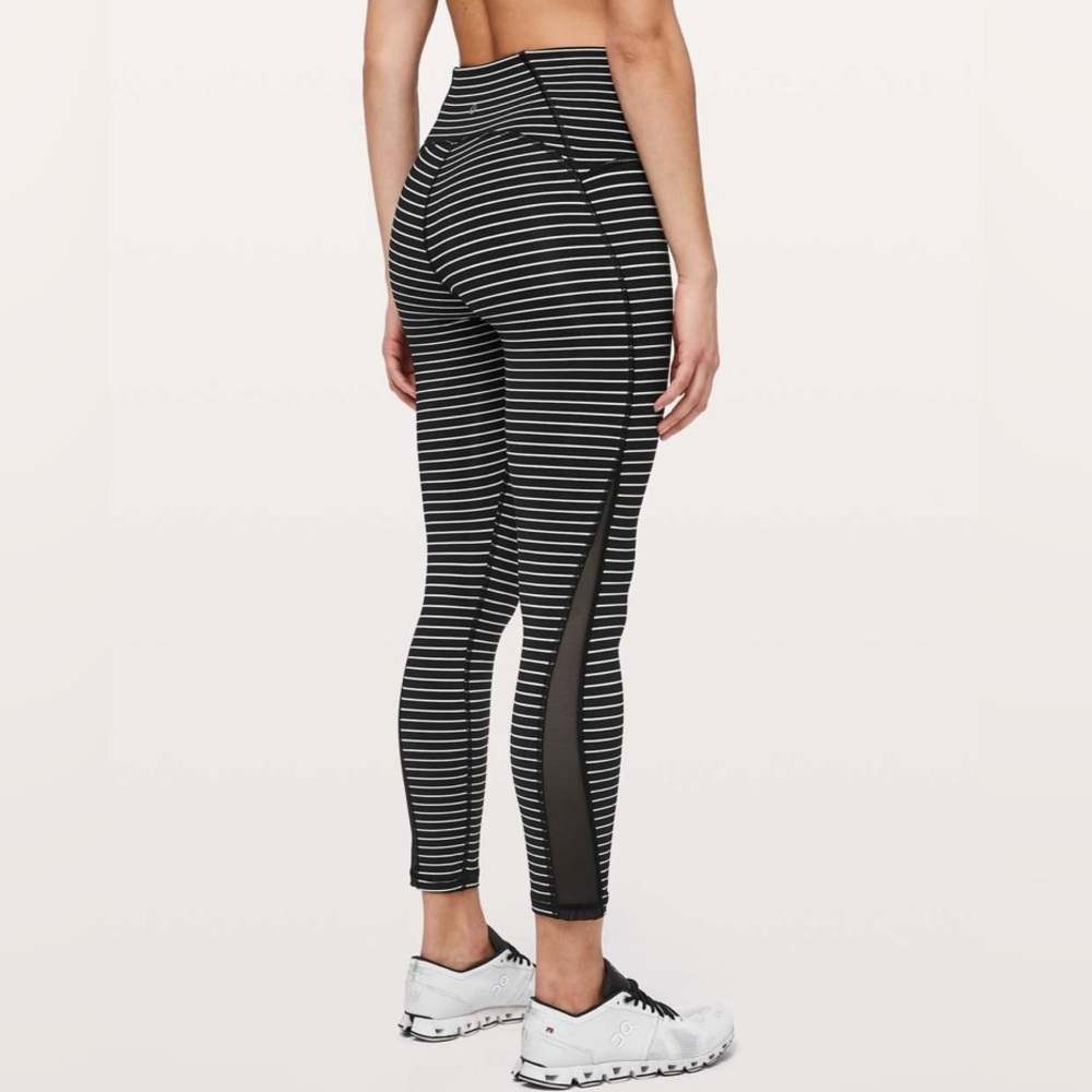 lululemon Black and White Striped Leggings